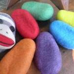 Sensory Wool Toy Set Of 6. Wool Rock Pods...