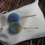 Wool Hair Pins, Bobby Pins With Wool Accents,..
