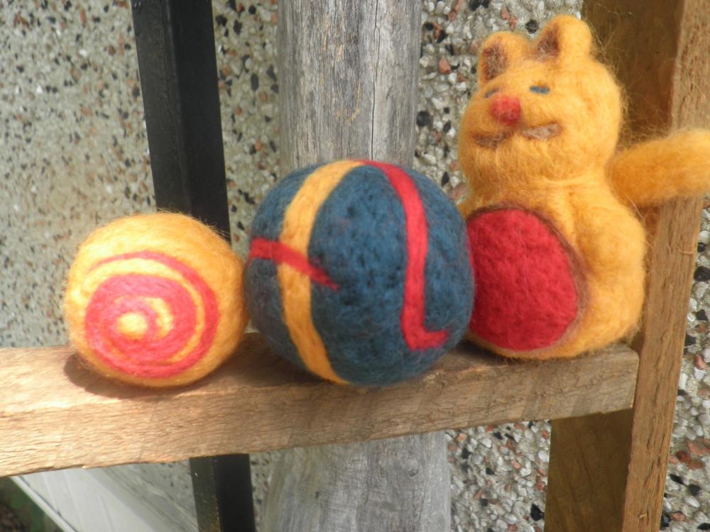Wool Cat Toy Set. Cat Toys, Set Of 3. Handmade Cat Toys. Pet Supply. on