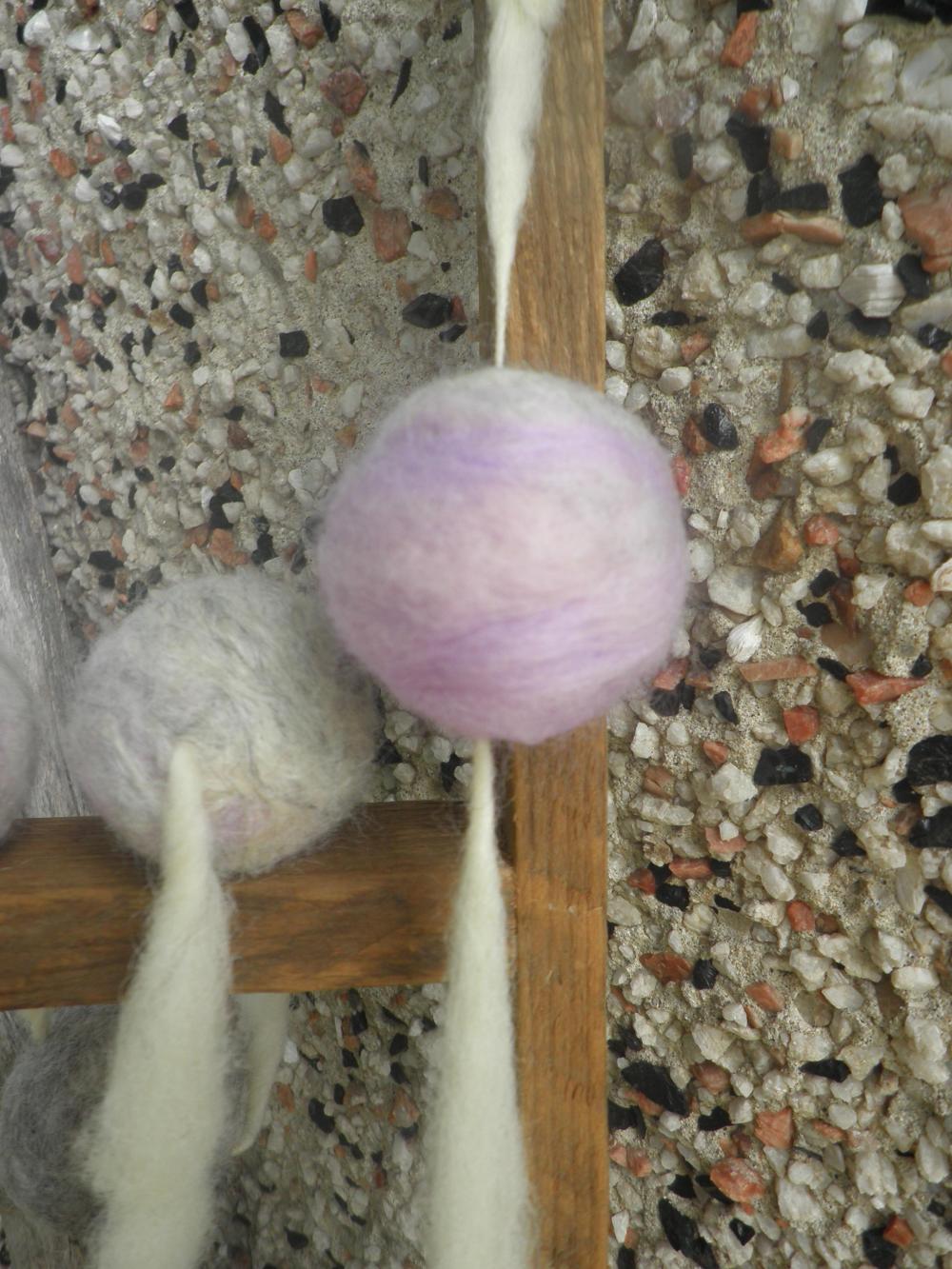 Wool Ball Garland, Unique Home Decor, Eco-friendly, Rustic And Natural Design. Ooak, Shelf And Table Decor.